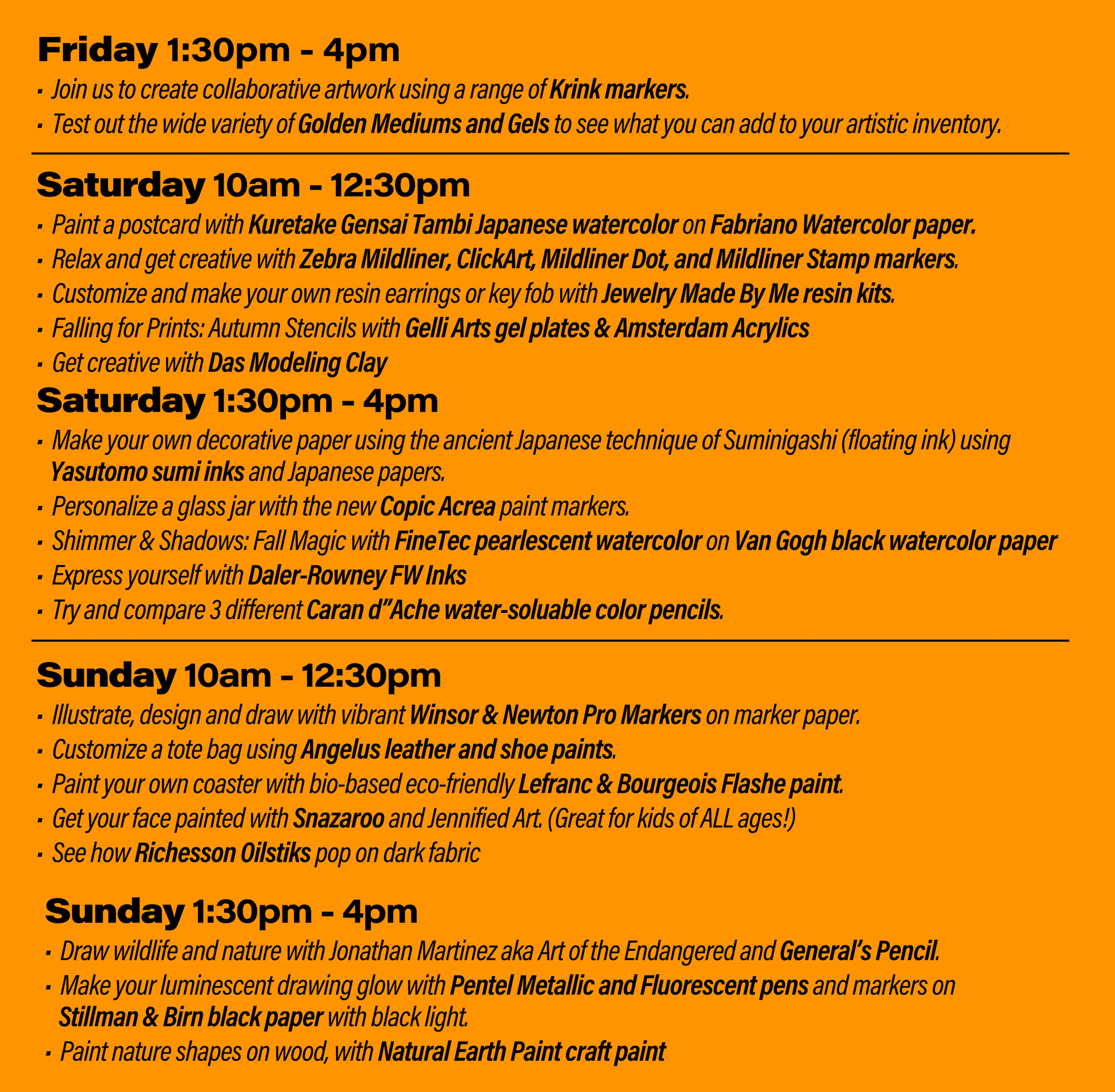 Artoberfest 2025. Demo Schedule.