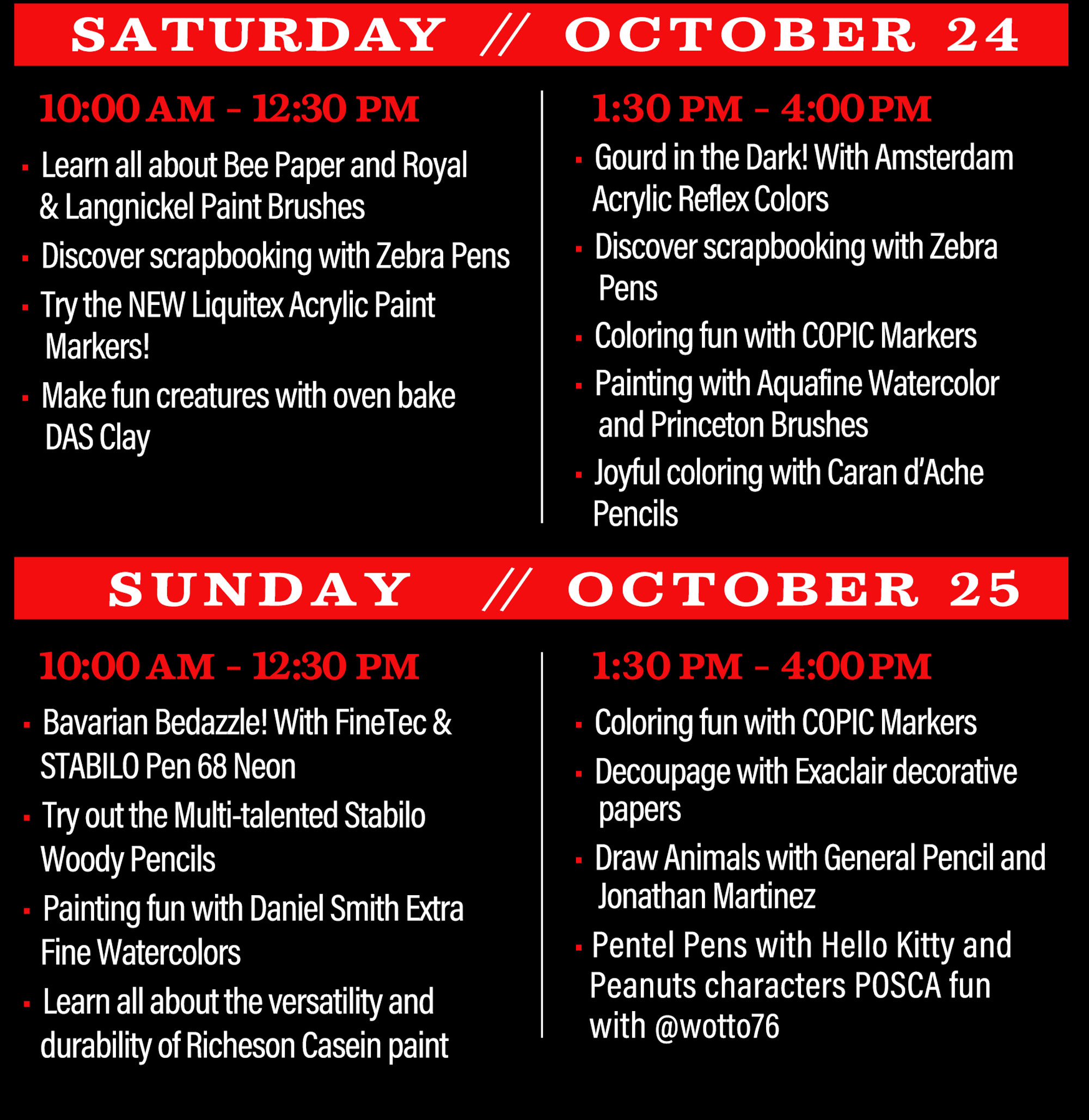 Artoberfest 2025. Demo Schedule.