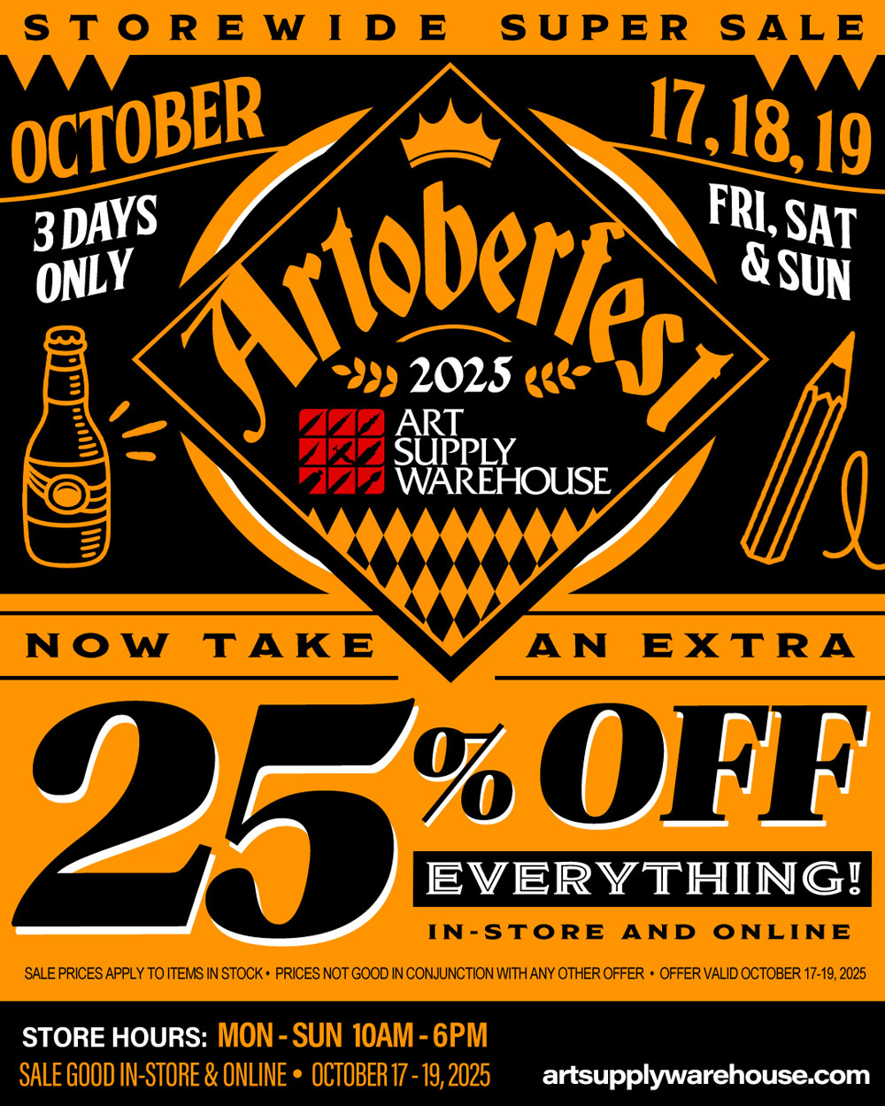 Artoberfest Sale October 17-19, 2025