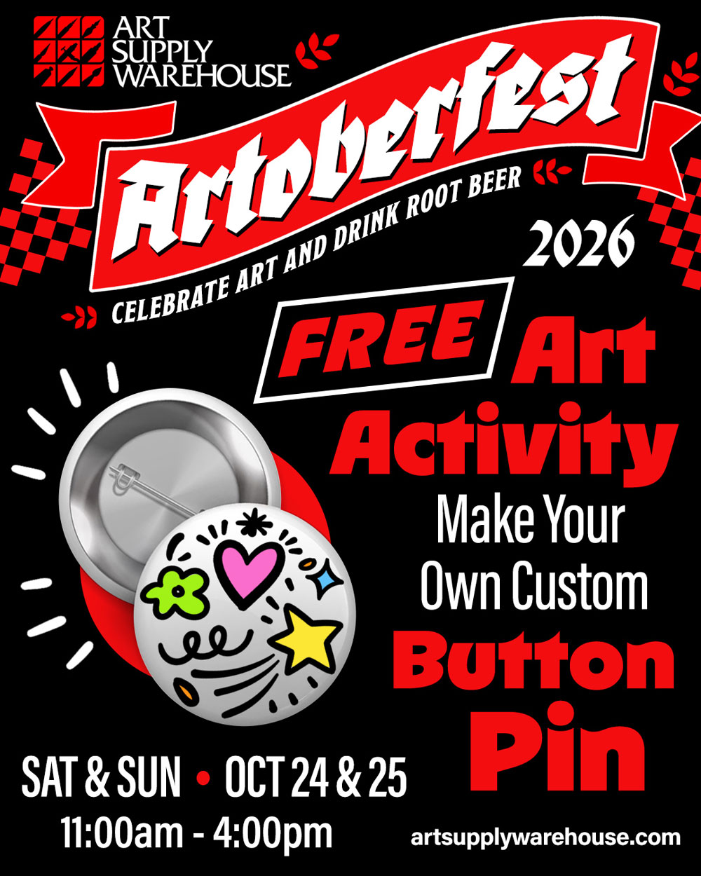 Artoberfest Buttons October 24 and 25.