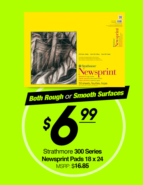 Strathmore 300 Series Newsprint Pad 50 Sheets - Smooth - 18x24