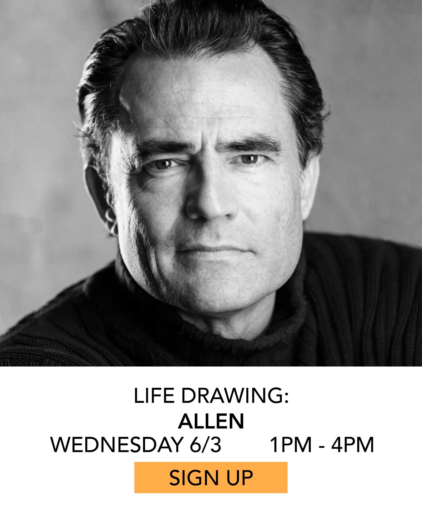 Life Drawing: Allen. Wednesday 06/03 from 1pm to 4pm. Click to Sign Up.