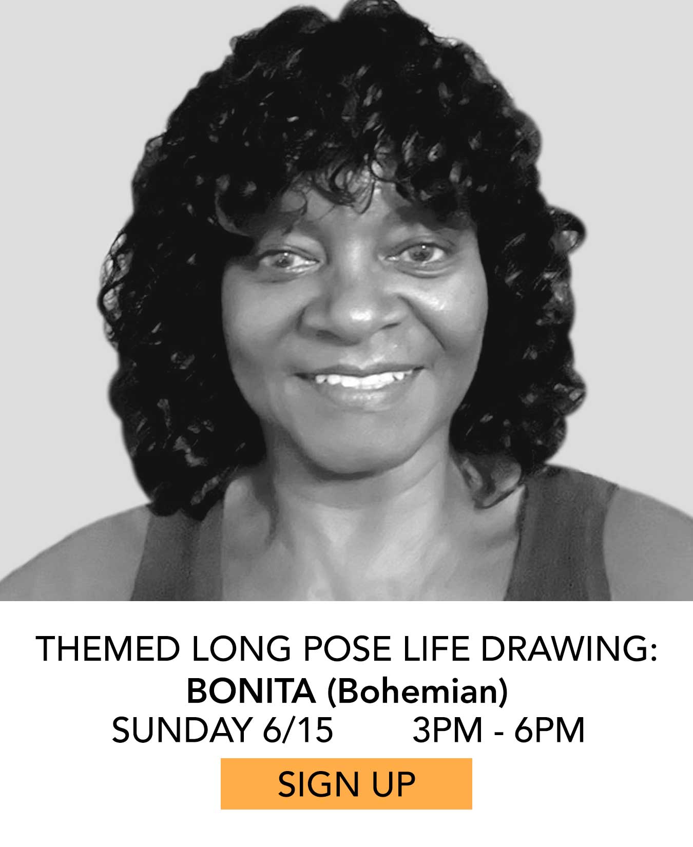 Life Drawing: Bonita. Themed Long Pose TBD. Sunday 06/15 from 3pm to 6pm. Click to Sign Up.