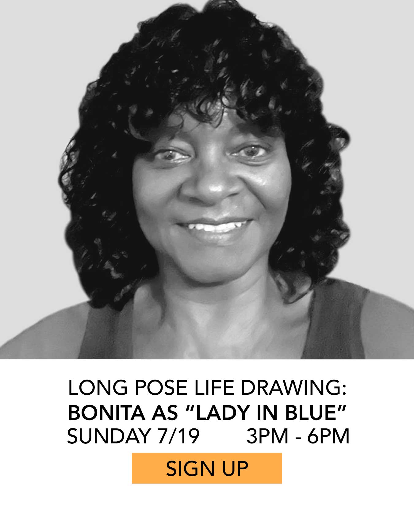 Life Drawing: Bonita as Lady in Blue. Sunday 07/19 from 6pm to 9pm. Click to Sign Up.