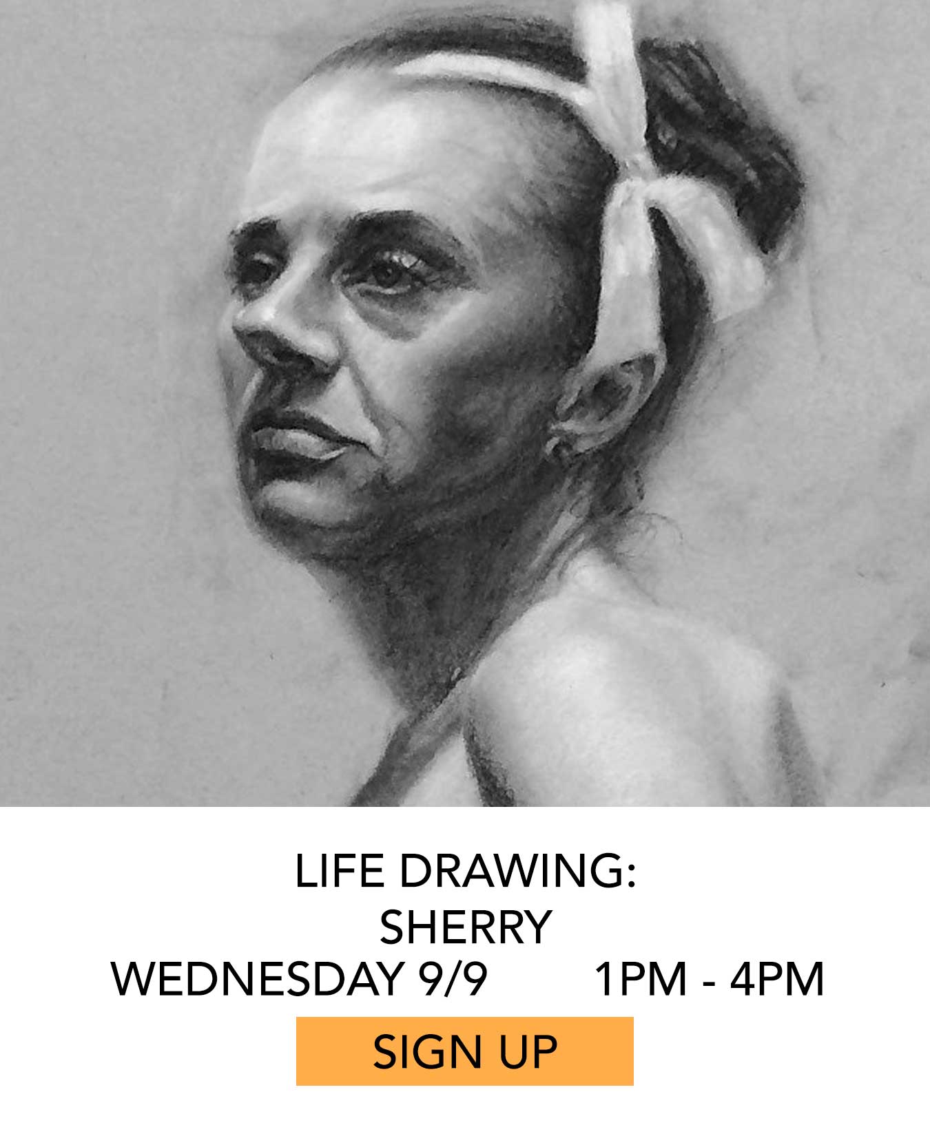 Life Drawing: Sherry. Wednesday 09/09 from 1pm to 4pm. Click to Sign Up.