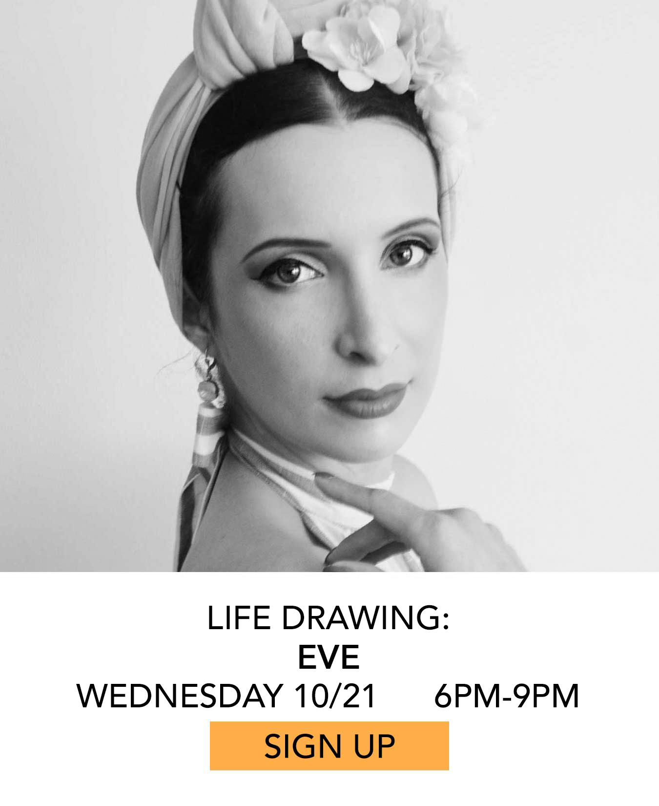 Life Drawing: Eve. Wednesday 10/21 from 6pm to 9pm. Click to Sign Up.