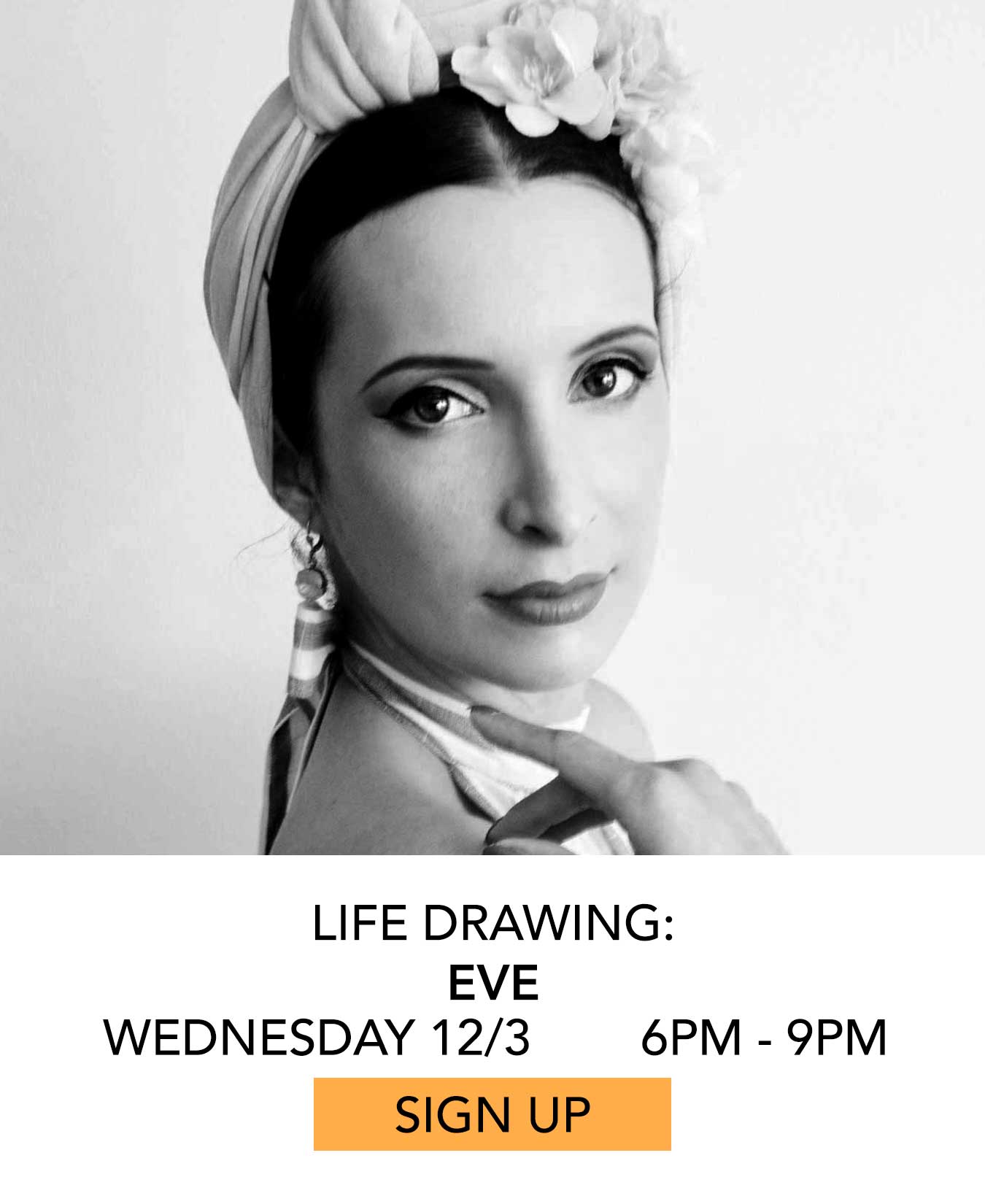 Life Drawing: Eve. Wednesday 12/03 from 6pm to 9pm. Click to Sign Up.
