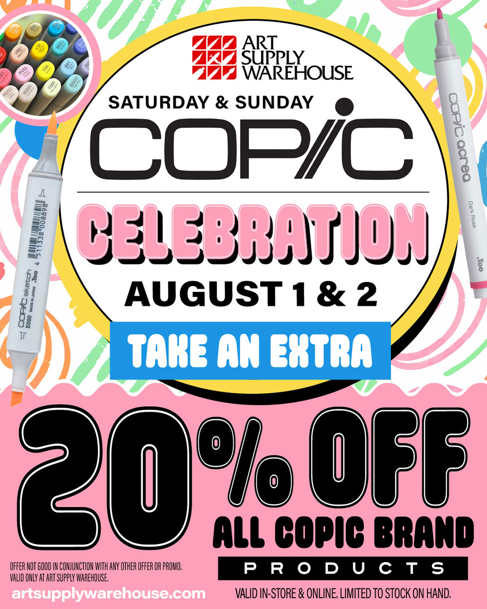Copic Sale, Extra 20% Off 8/1 and 8/2