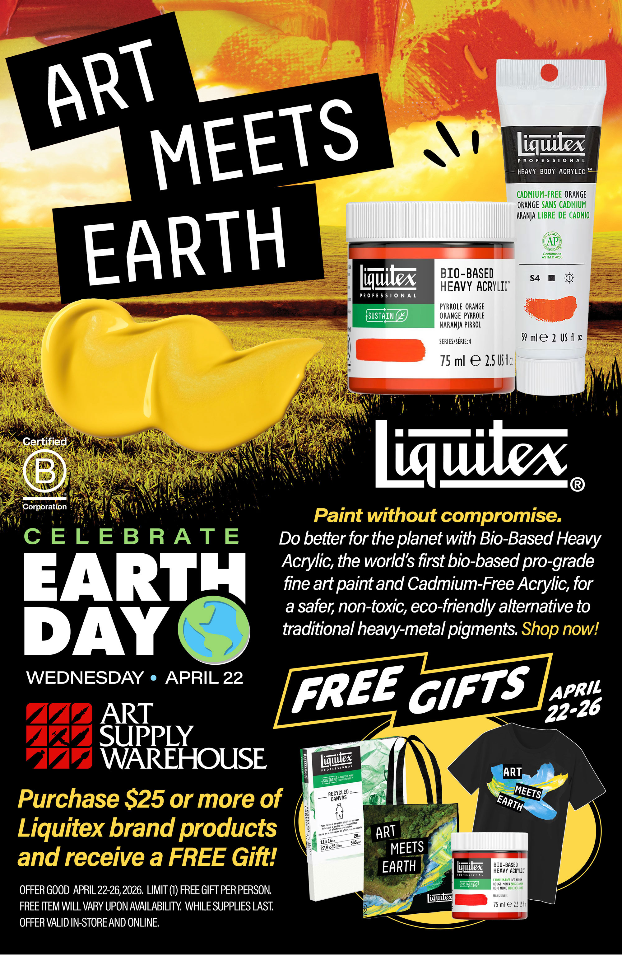 Art Meets Earth. Earth Day, Wednesday April 22.