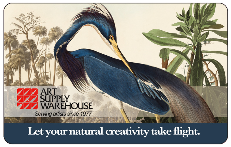 Art Supply Warehouse Gift Card. Let your natural creativity take flight. John James Audobon's Louisiana Heron image.