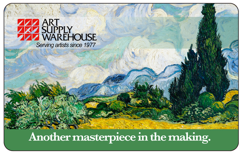 Art Supply Warehouse Gift Card. Another masterpiece in the making. Vincent van Gogh's Wheat Field image.