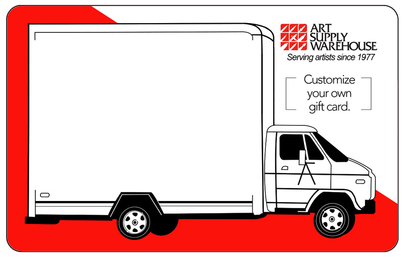 Art Supply Warehouse Gift Card. Customize your orwn gift card. Image of box truck with blank side for you to draw or paint on.