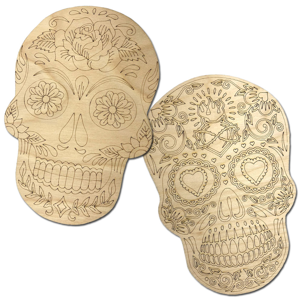 Sugar Skull Wood Panels