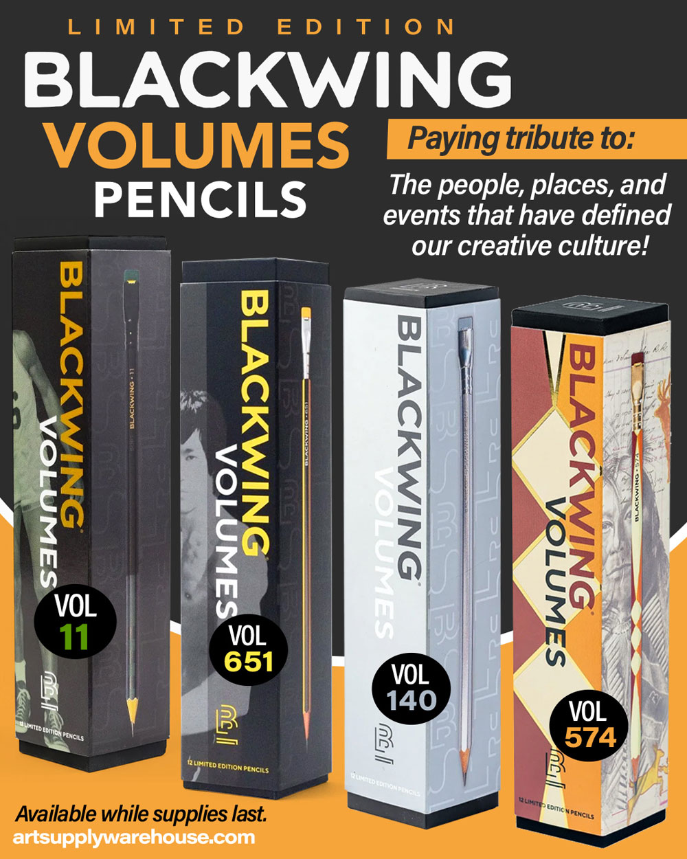 Limited Edition Blackwing Pencils. A tribute to the people, places and events that have defined our creative culture!