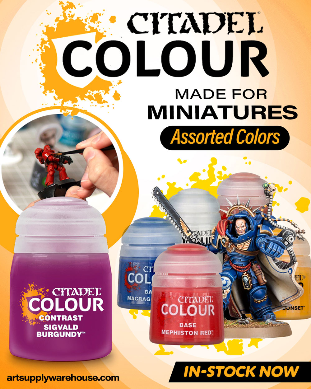 Citadel Colour Paint, made for miniatures. Assorted colors.