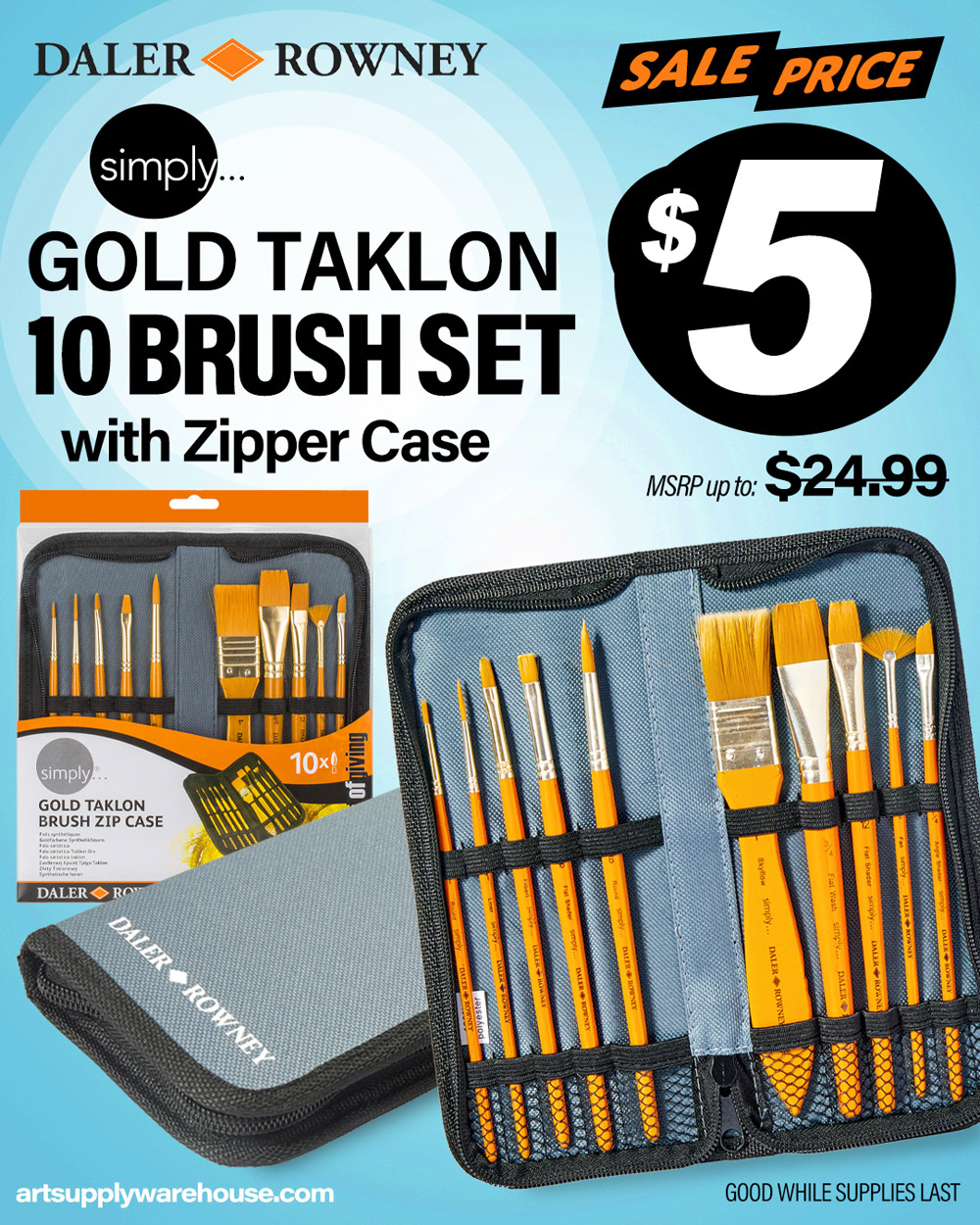Daler Gold Taklon Zipper Case Set