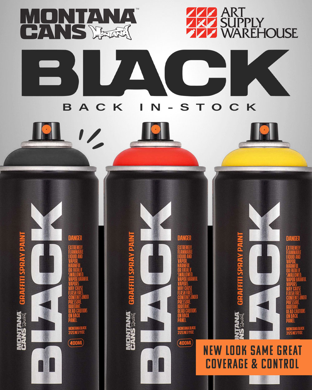 Montana Black Spray Paint. Back in stock.