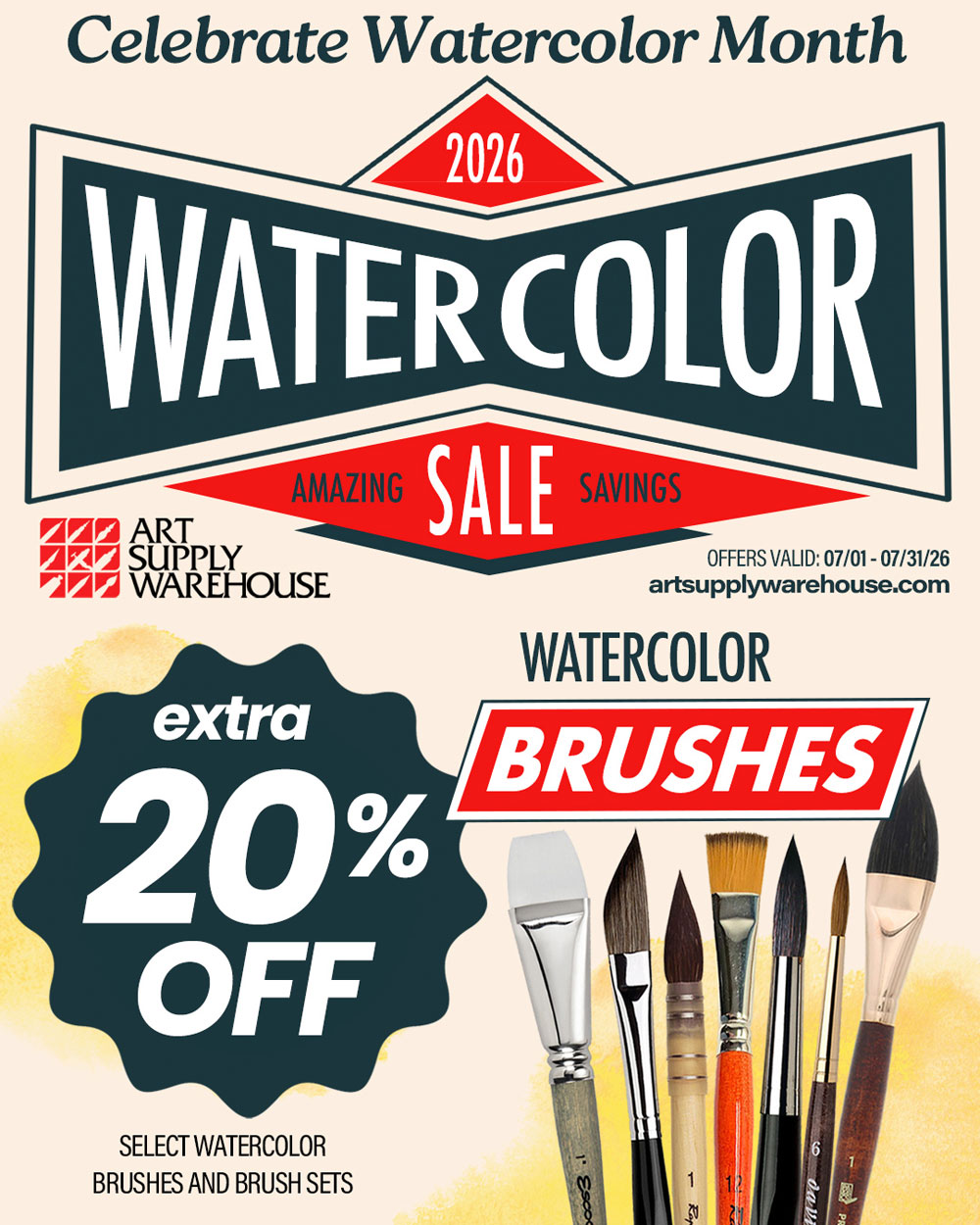 Watercolor Month, Brushes Extra 20% Off