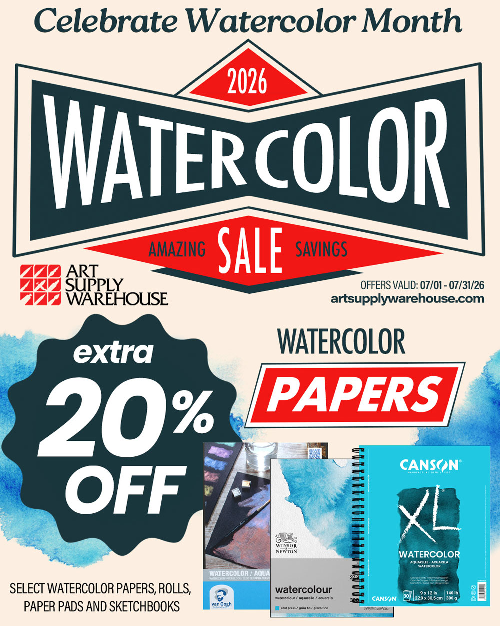 Watercolor Month, Paper Extra 20% Off