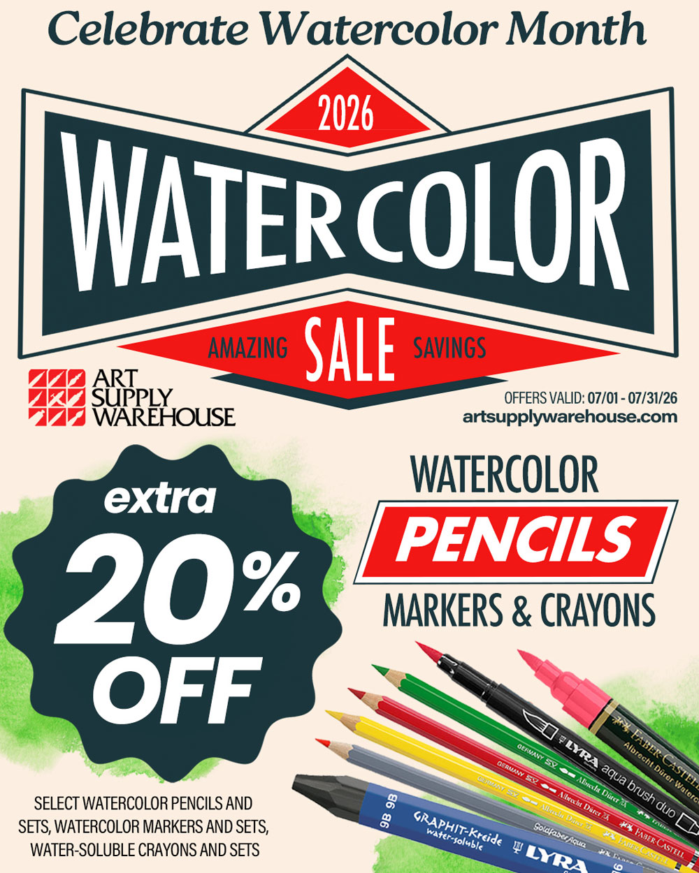 Watercolor Month, Pencils Extra 20% Off