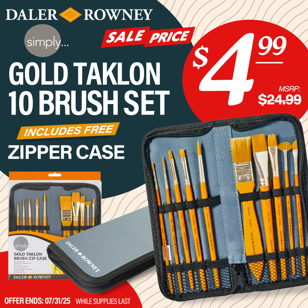 Gold Taklon Zipper Case Brush Set