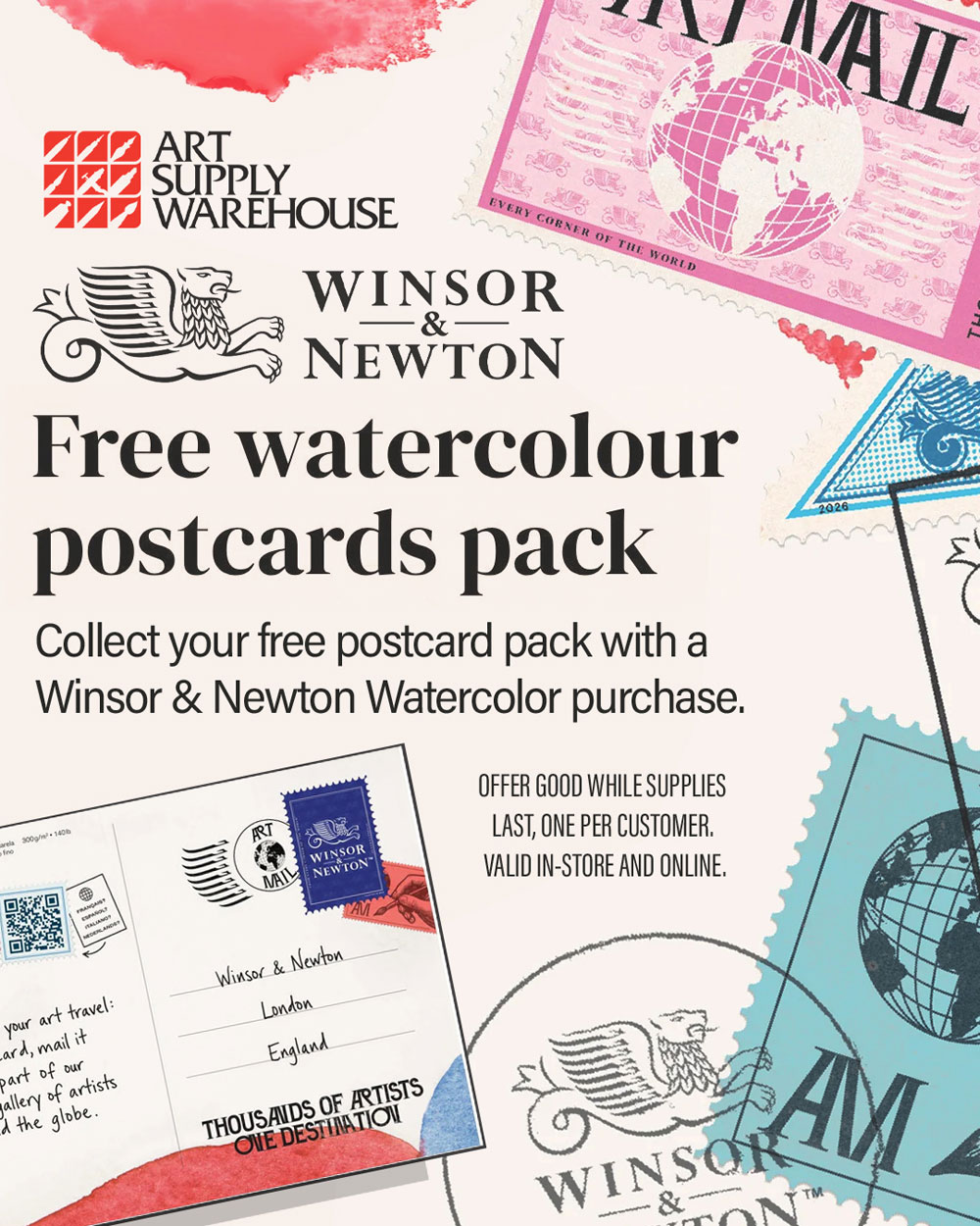 Winsor & Newton Free Watercolor Postcards Pack.